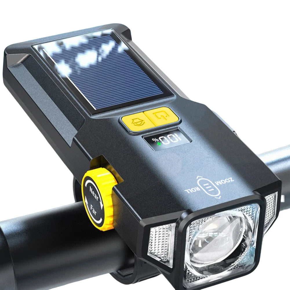 Shunmaii Solar Bicycle Headlight 4000mAh Front Lamp Display