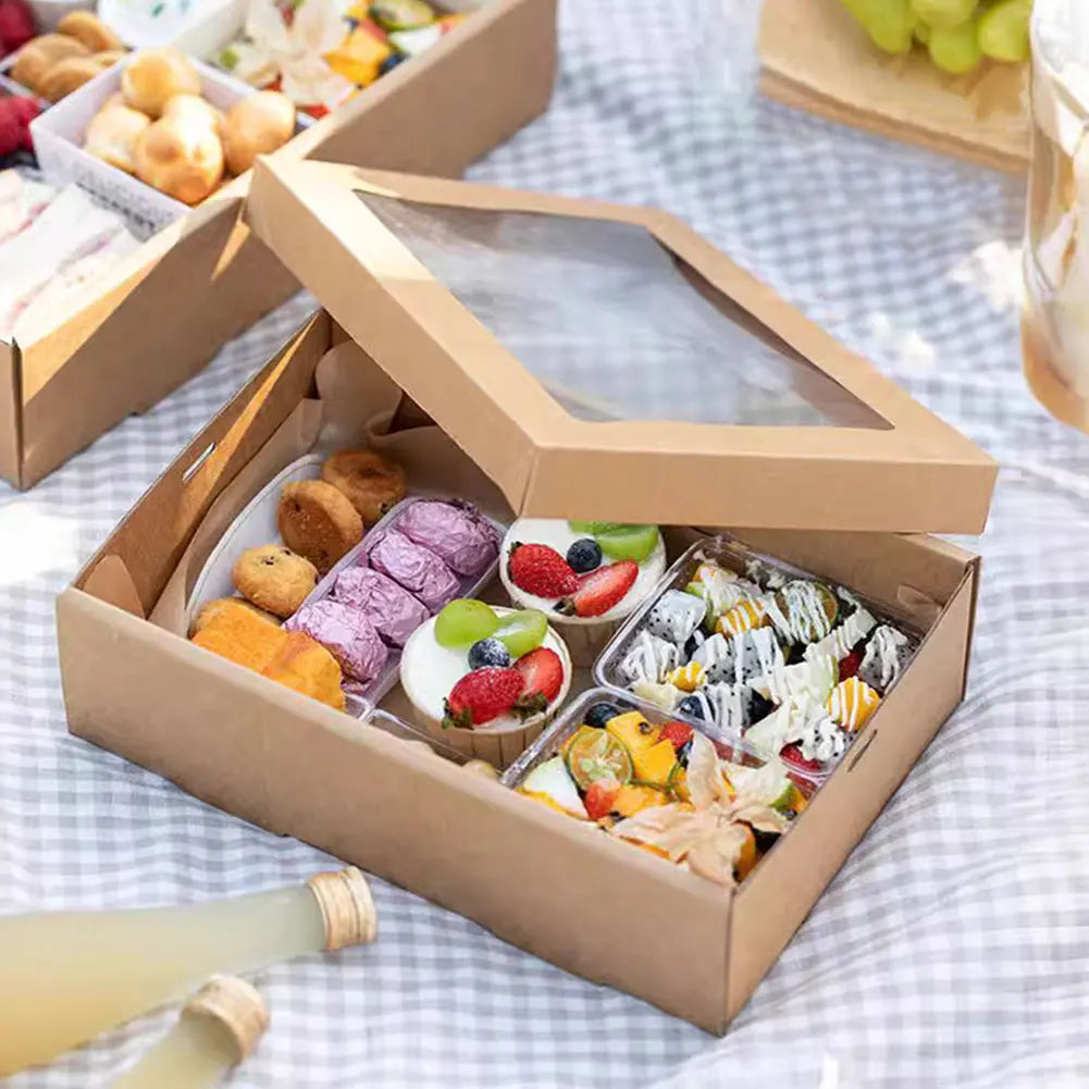 2Pcs Picnic Bakery Boxes Disposable Fried Chicken Paper Box Picnic Food Container Birthday Party Supplies
