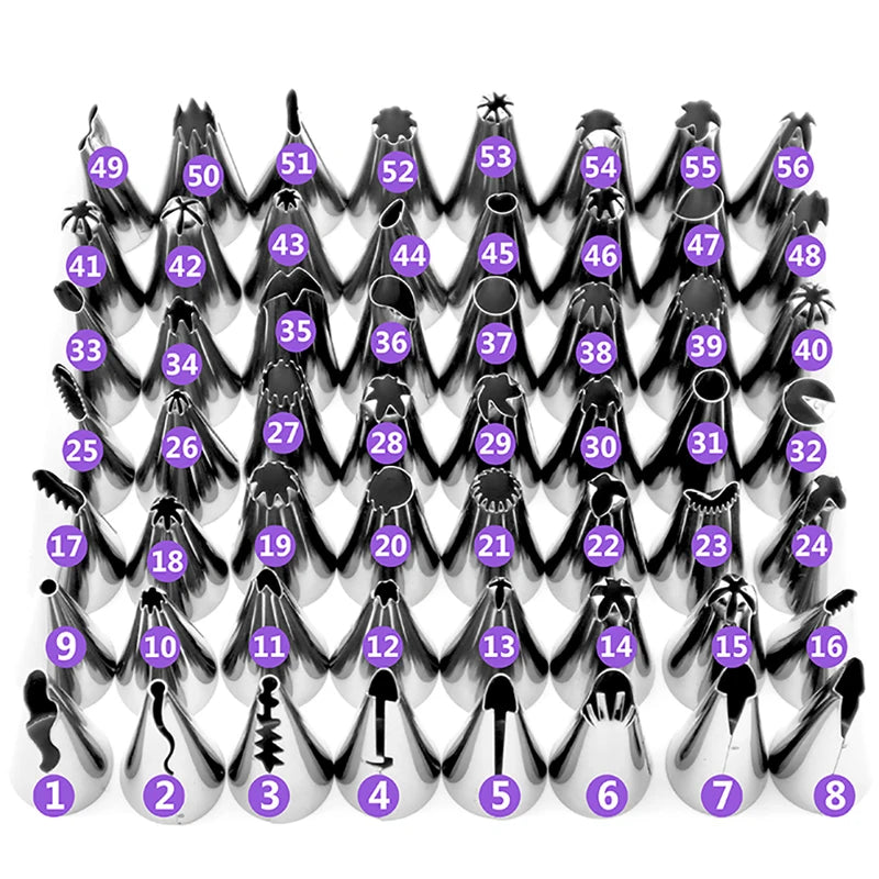 56pcs Cake Nozzle Cake Decorating Tip Set Cream Sprinkler Cake DIY Modeling Tool
