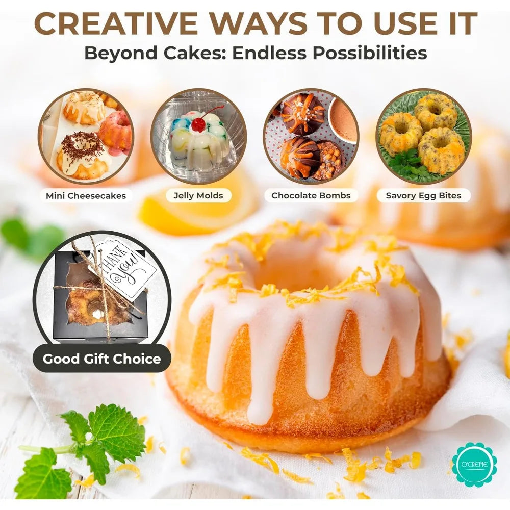 O'Creme Bakeable Silicone Mini Cake Pan With Container