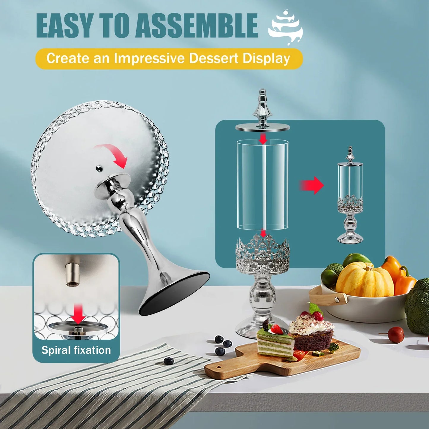 Cake Tools Crystal Metal Cake Stand Set For Wedding Display