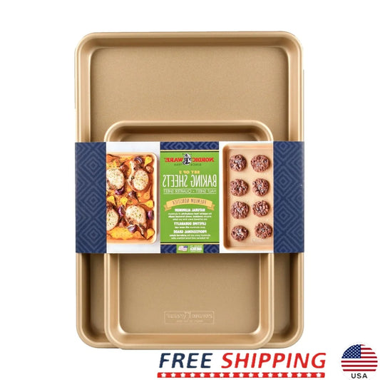 Feature Nonstick Baking Sheets Set Of 2 Metal Cookie Pans