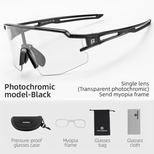 ROCKBROS Cycling Glasses Photochromic Polarized Lens Bike Glasses UV400 Protection Eyewear Sunglasses MTB Road Bicycle Goggles