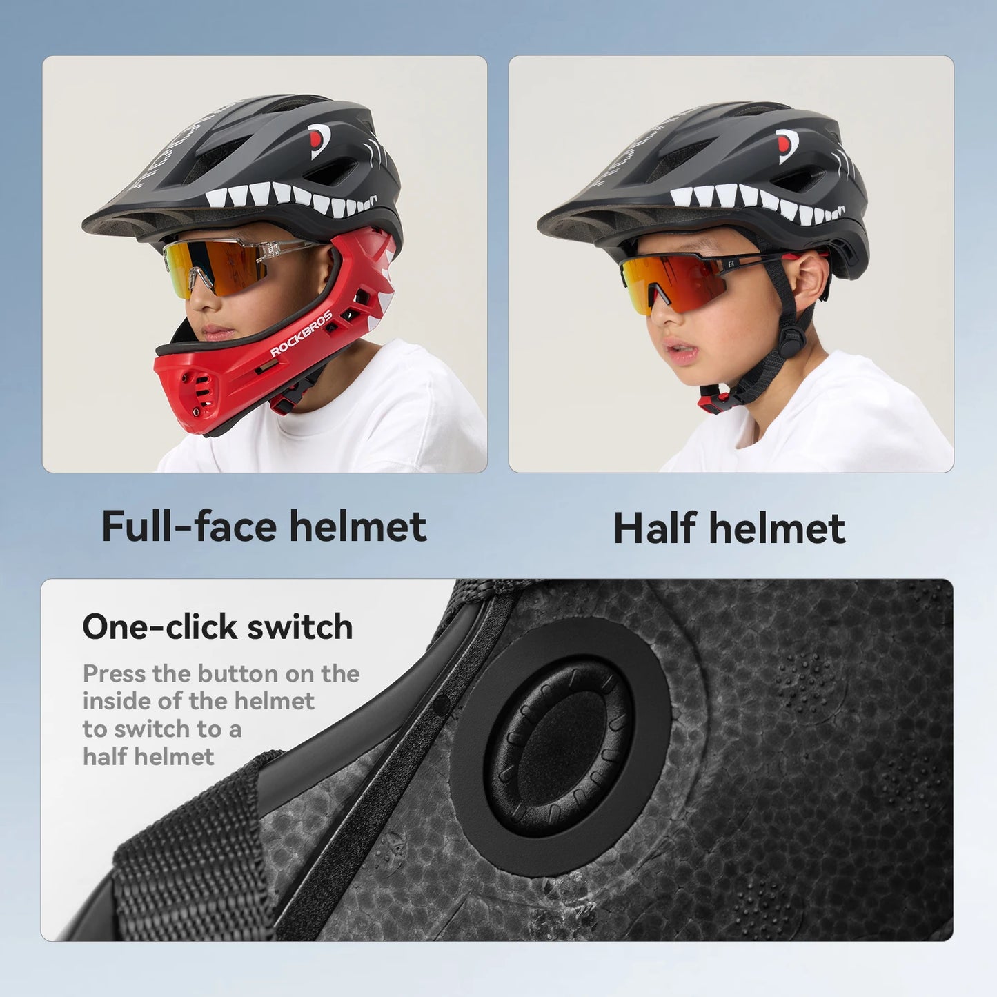 RockBros Child Cycling Helmet Detachable Full Face Safety