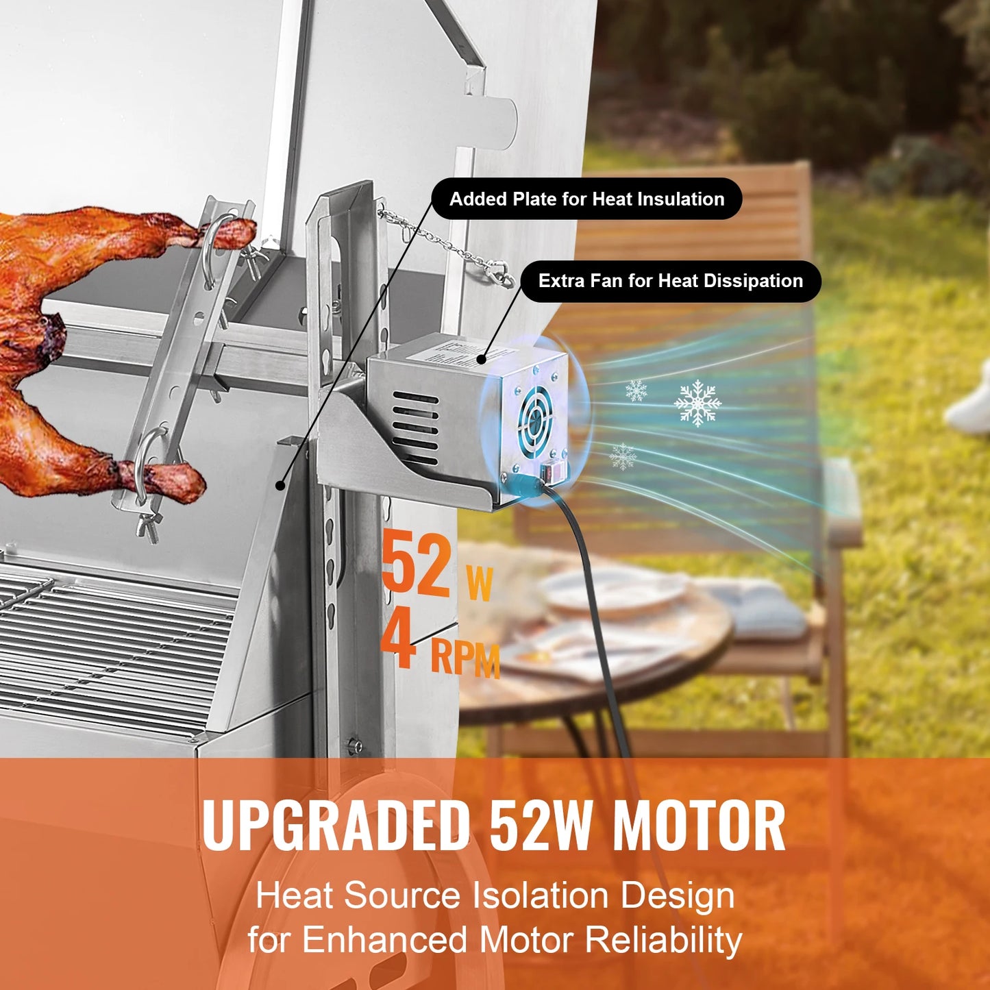 SucceBuy Rotisserie Grill With Hooded Cover Roaster