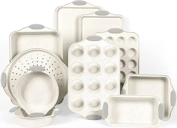 Nonstick Baking Pans Set Stackable With Silicone Handles