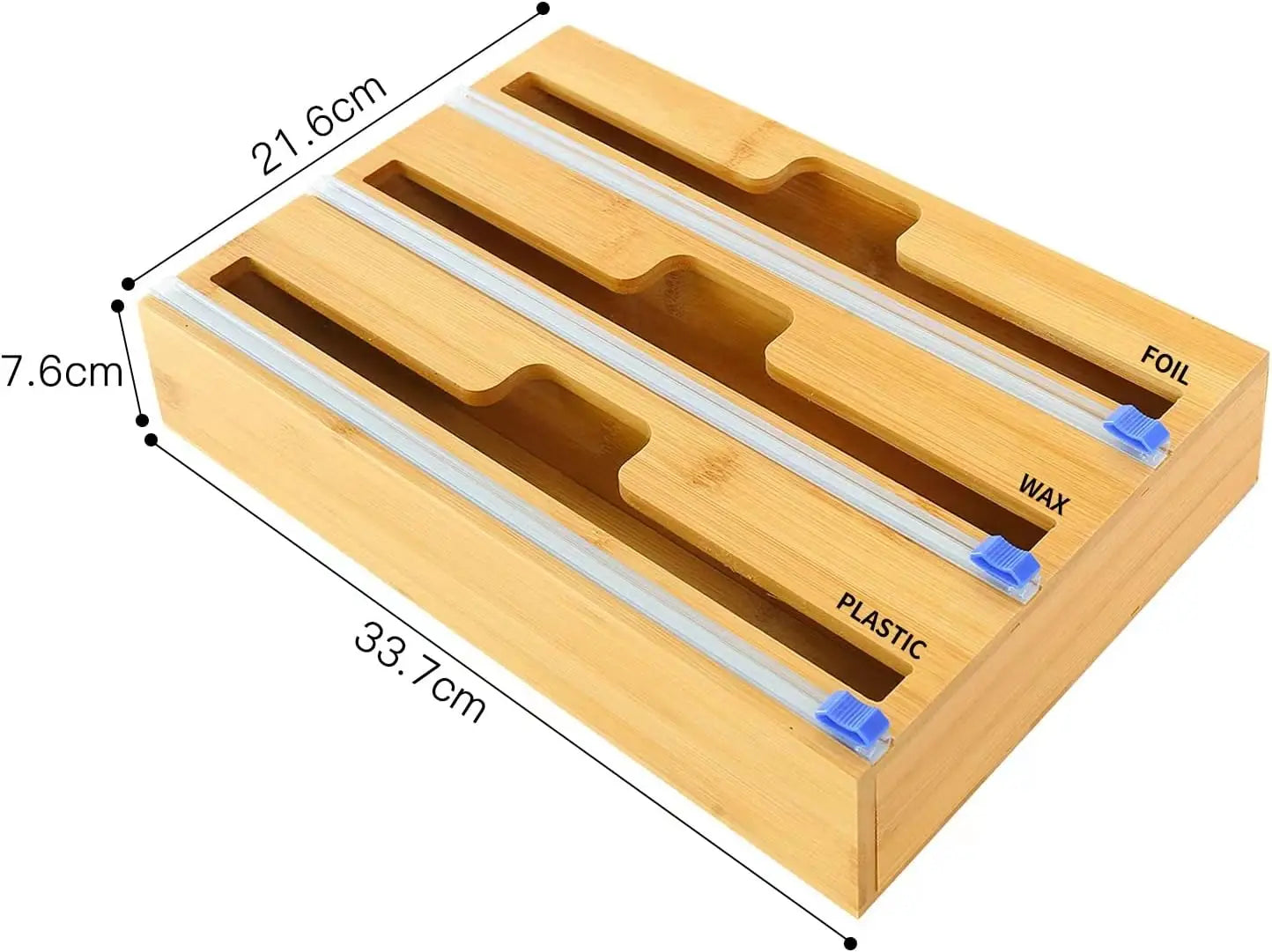 Packaging dispenser, 3 in 1 bamboo tin foil storage box, baking paper, wax paper holder kitchen storage box,