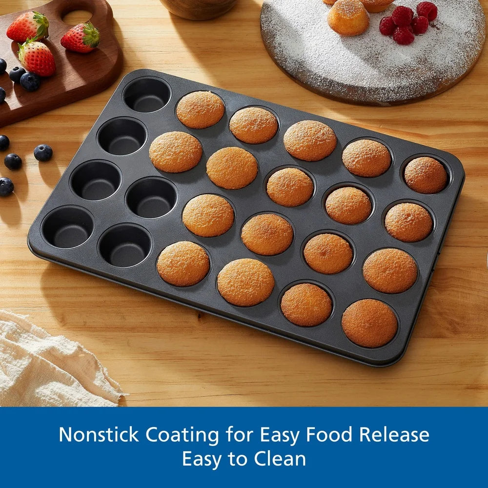 Feature 24 Cavity Nonstick Mini Muffin Pan Carbon Steel