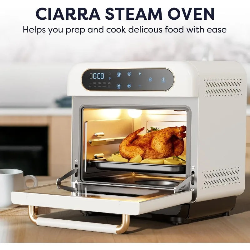 8-in-1 Air Fryer Steam Oven Countertop, 13QT Mini Toaster Oven with Steam, Rapid Steam, Air Fry, Vapor Bake, Steam Clean, Bake