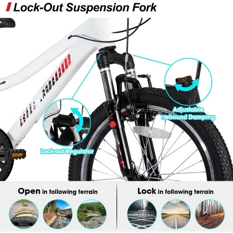 Fork Mountain Bike For Women 21 Speed Aluminum Frame