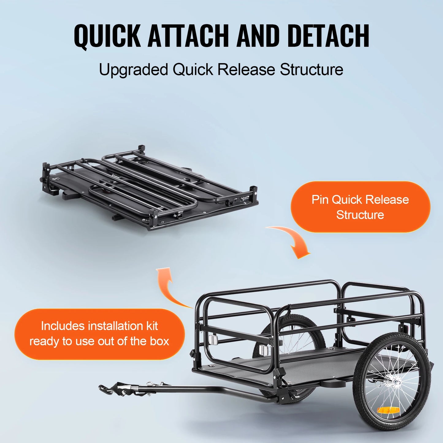 SucceBuy Bike Cargo Trailer Foldable Wagon For Bicycles