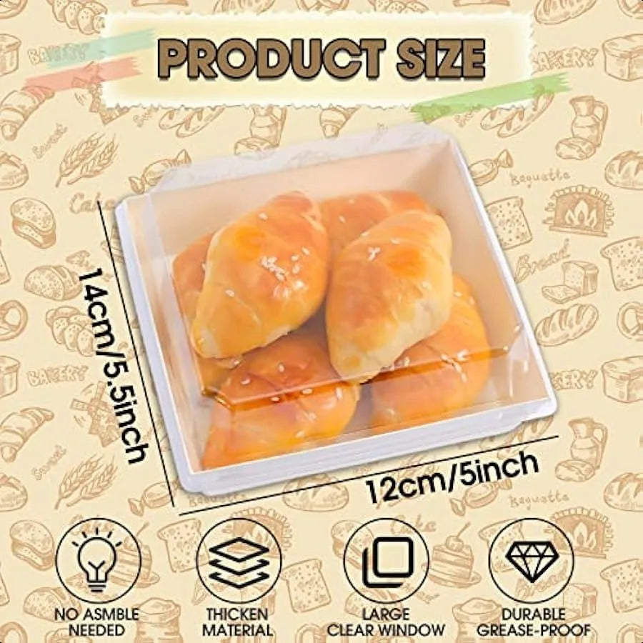 50Pack Charcuterie Boxes with Clear LidsSquare Paper Charcuterie Box Disposable Food Containers Bakery Boxes 5Inch OilProof Des