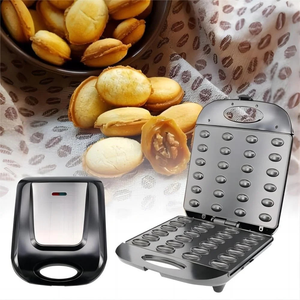 1400W Walnut Cookie Maker 24 Holes Non-Stick Waffle Bread Machine Easy to Use Baking Equipment