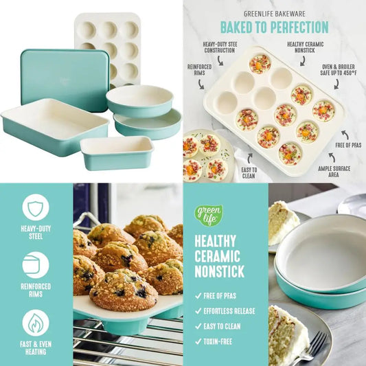 Ceramic Nonstick Bakeware Set PFAS Free Dishwasher Safe