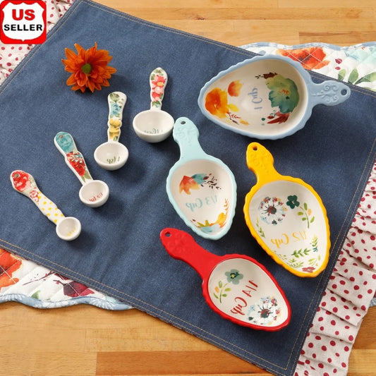 Feature Ceramic Measuring Spoon Set With Embossed Exteriors