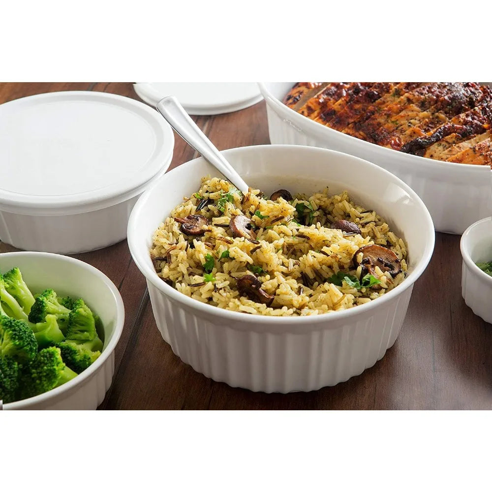 12 French Ceramic Bakeware Set With Lids Microwave Safe