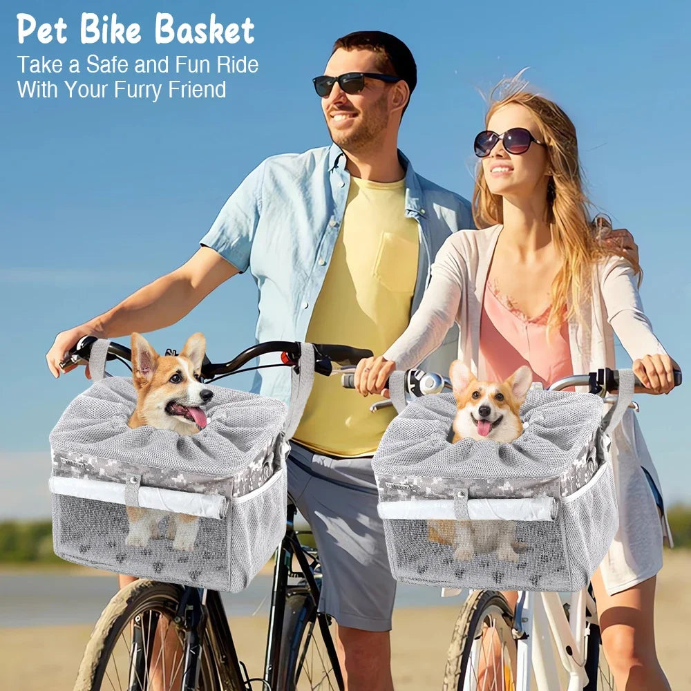 Fuled Dog Cat Bike Basket Expandable Soft Sided Carrier