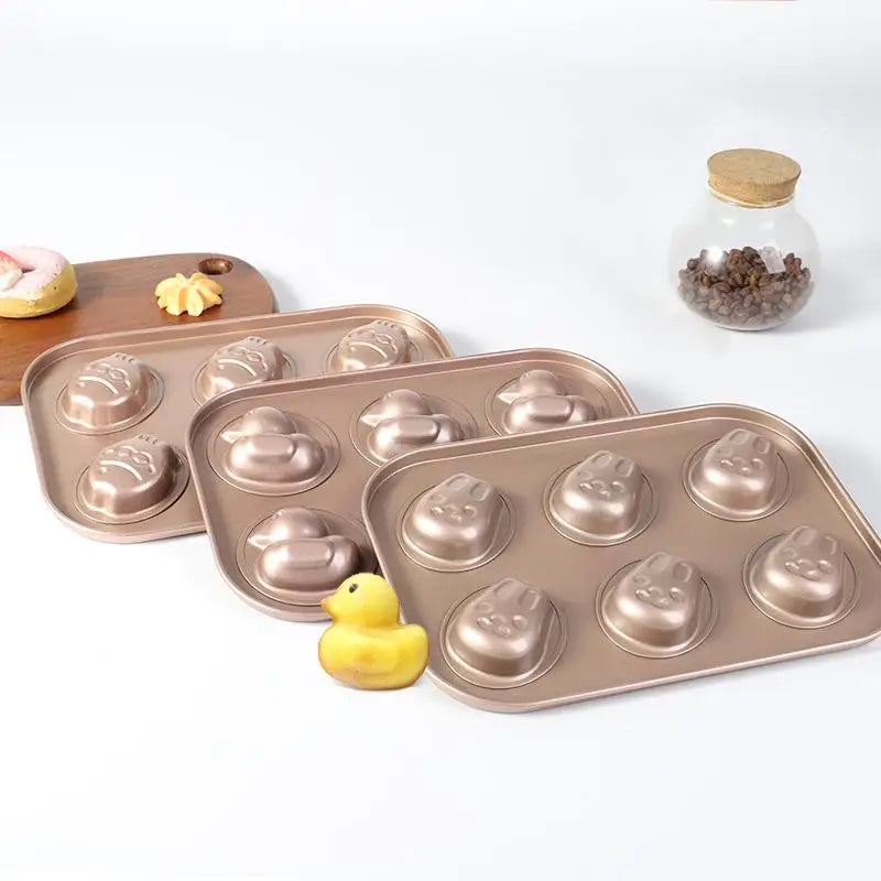 Others Cartoon Nonstick 6 Cavities Baking Mold for Oven Use