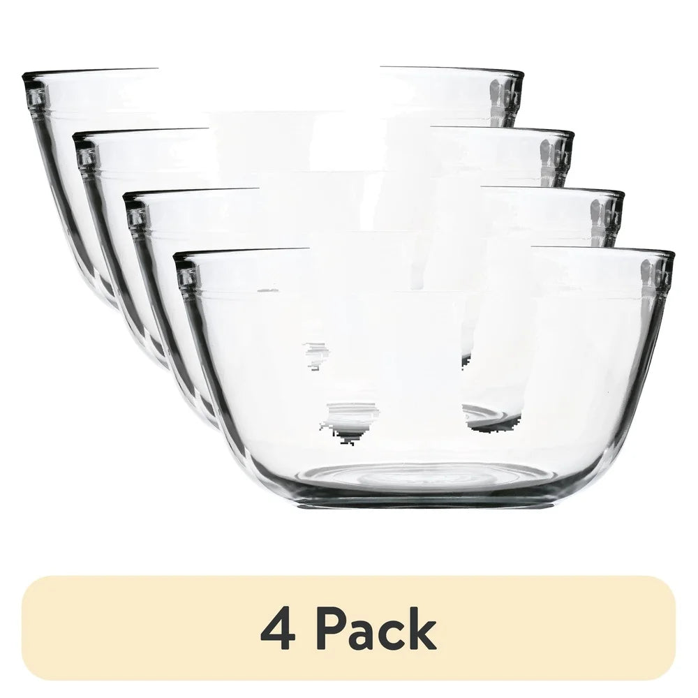 4 Pack Extra Thick Glass Mixing Bowls Multiuse Shatter Resistant Dishwasher Safe Kitchen Prep Baking Cooking Storage