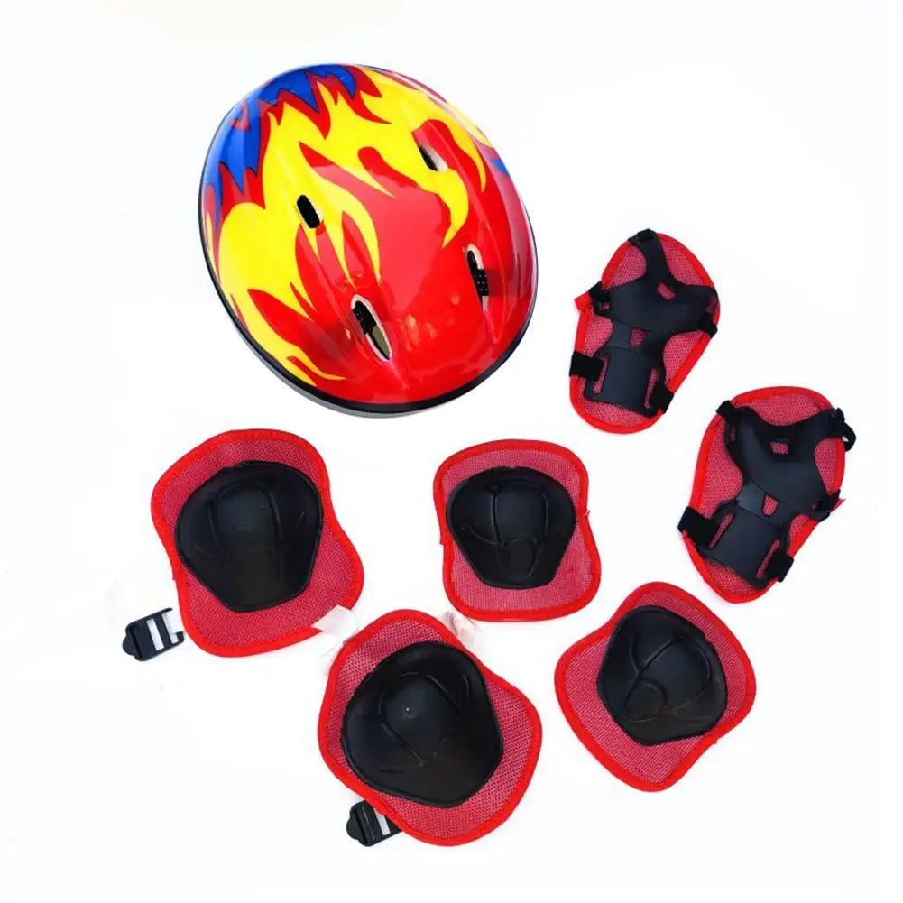Kids Protective Gear Set Helmet Knee Elbow Wrist Pads