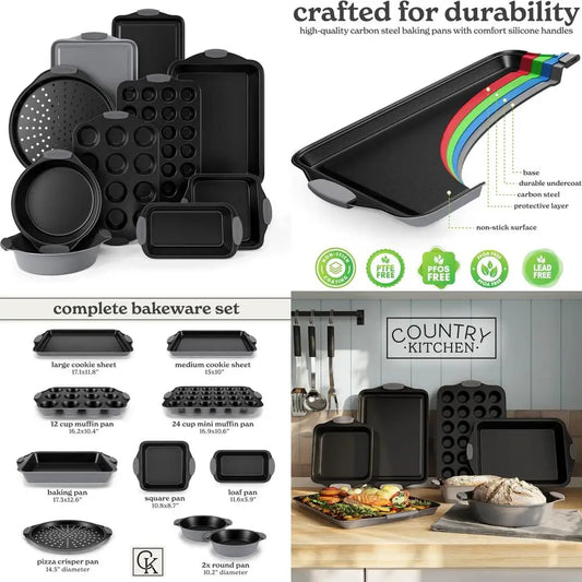 Nonstick Stackable Bakeware Set Heavy Duty Easy Release