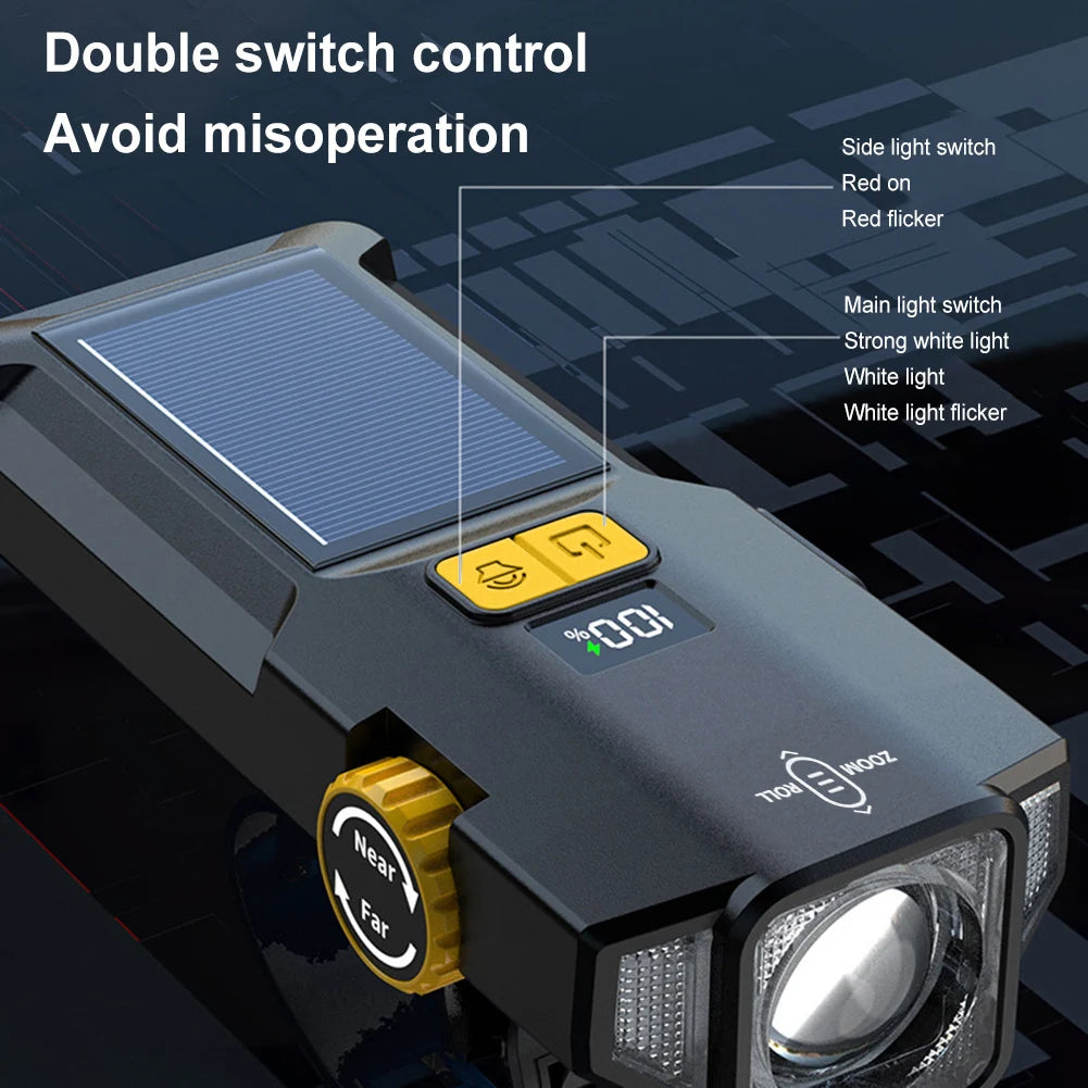 Shunmaii Solar Bicycle Headlight 4000mAh Front Lamp IPX5