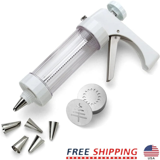 XMSJ Cookie Press Kit 14 Disks 6 Tips Dishwasher Safe