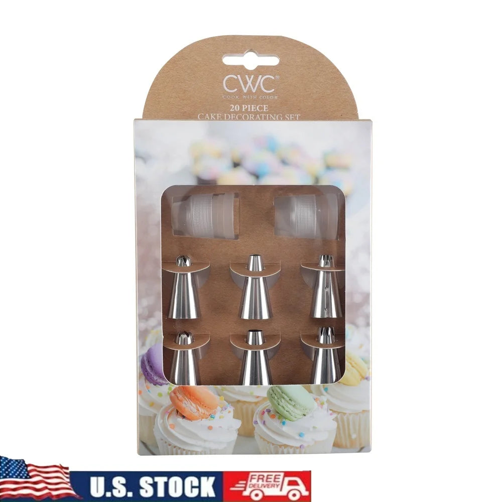 DUTRIEUX 20 Piece Cake Decorating Set Piping Bags Tips