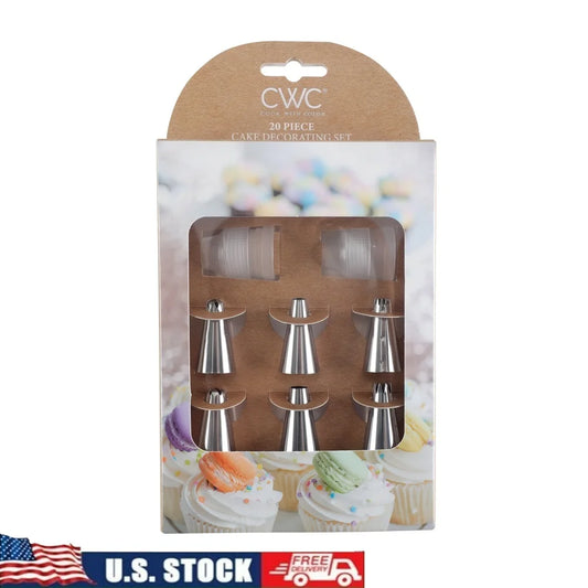 DUTRIEUX 20 Piece Cake Decorating Set Piping Bags Tips
