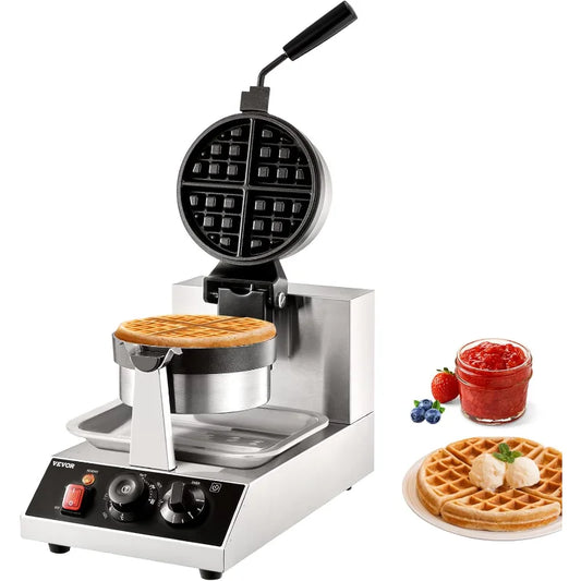 XMSJ Commercial Waffle Maker 1300W Rotatable Nonstick