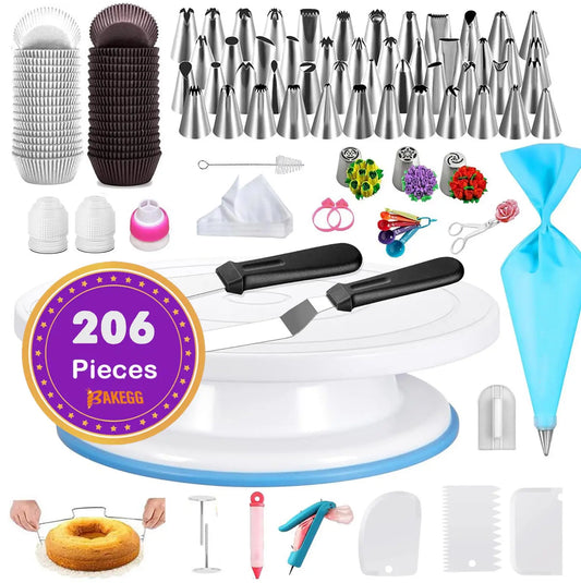 Feature 206Pcs Cake Decorating Set With Icing Tools