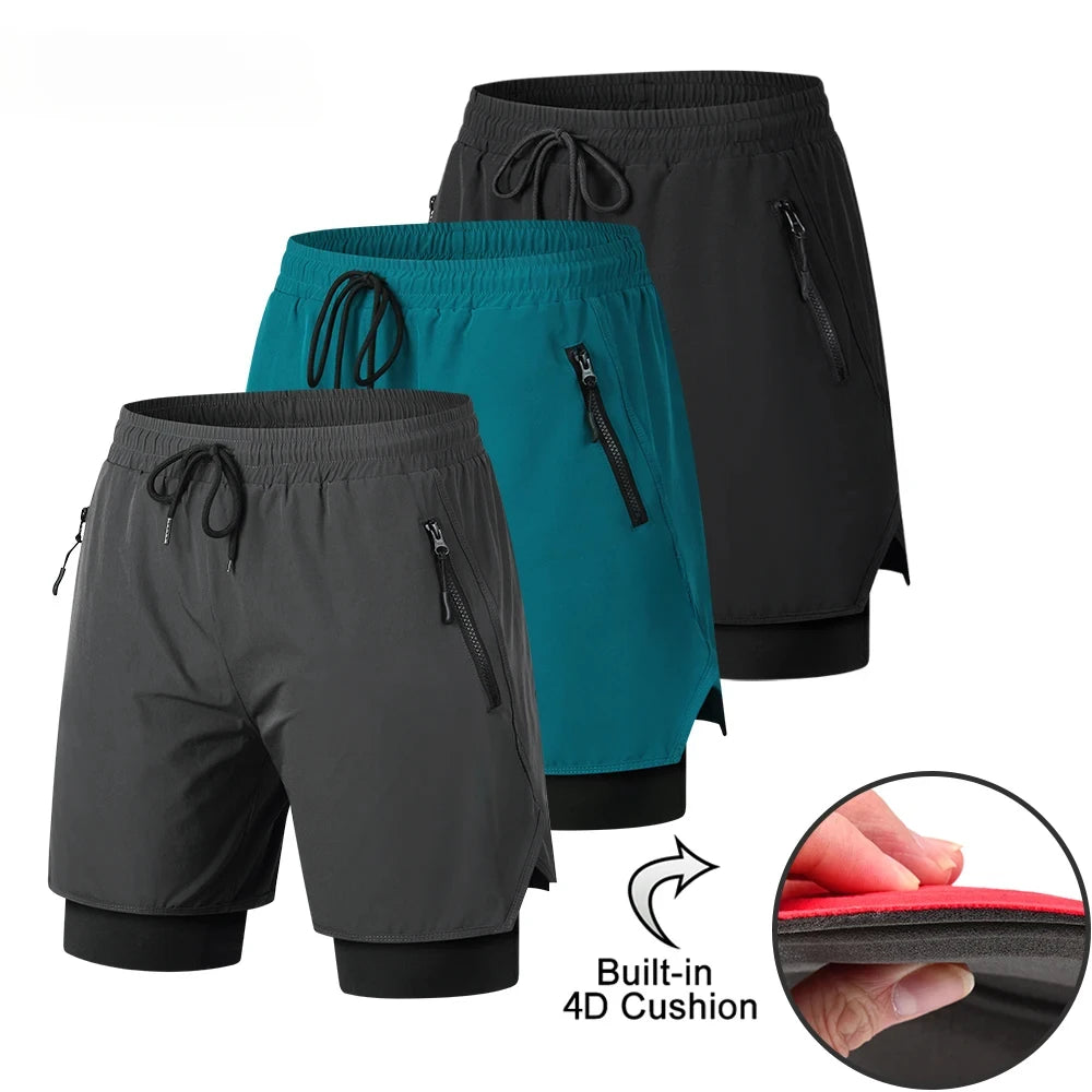 WOSAWECN MTB Shorts 2 In 1 Mountain Bike Padded Quick Dry