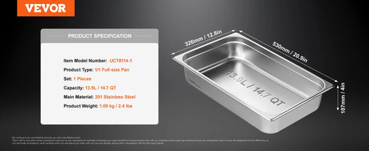 SucceBuy 4 inch Buffet Chafing Dishes Gastronorm Pans Steam Table Pans Tray Stainless Steel Food Container for Party BBQ Baking