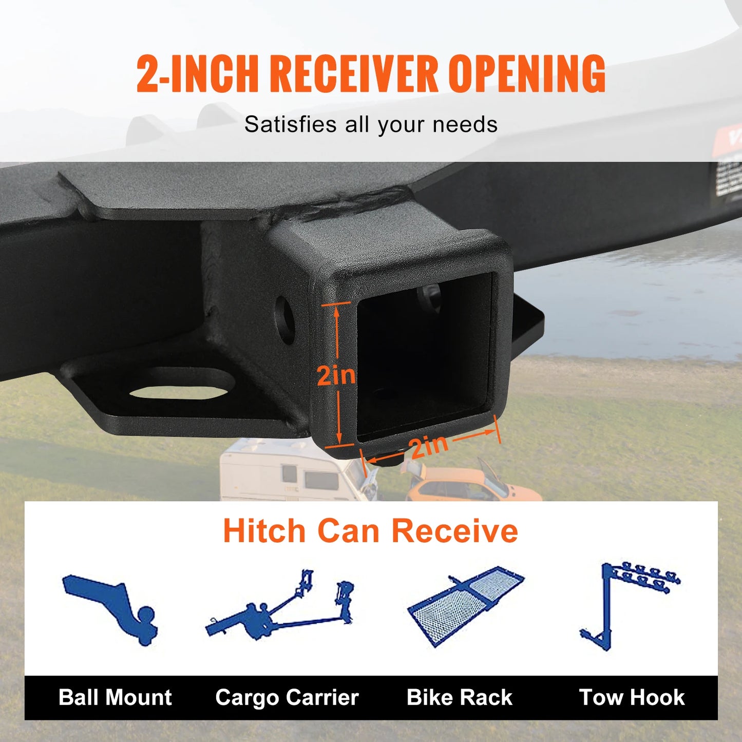 SucceBuy Class 3 Trailer Hitch Steel Tube Frame Tow Hook