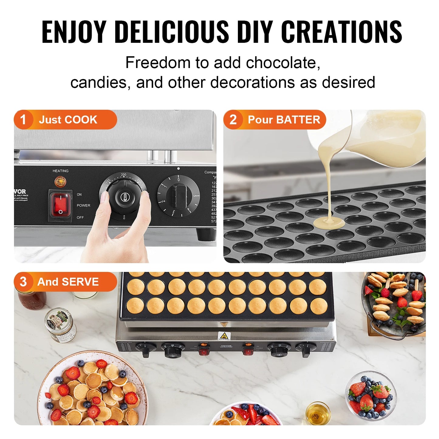SucceBuy Mini Dutch Pancake Maker Nonstick Waffle Maker