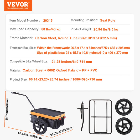 Hign-concerned SucceBuy Bike Cargo Trailer Foldable Wagon
