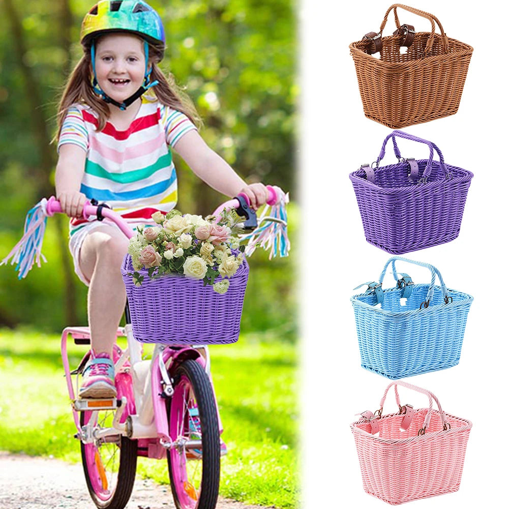 MOJOYCE Cute Square Bicycle Basket With Leather Straps