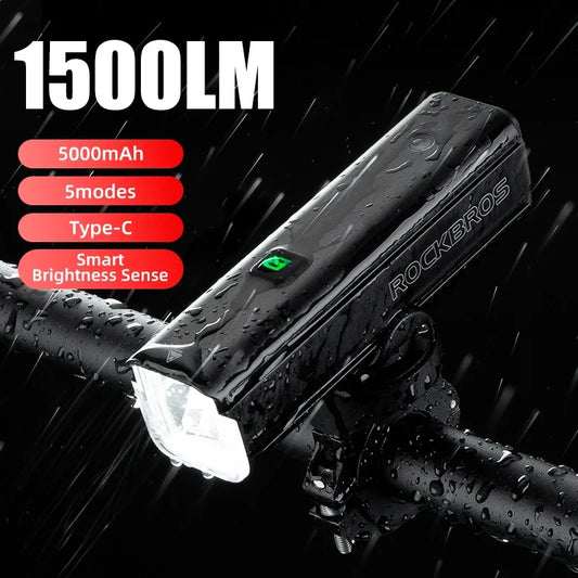 ROCKBROS 1500LM Bike Light With Type C Rechargeable Battery