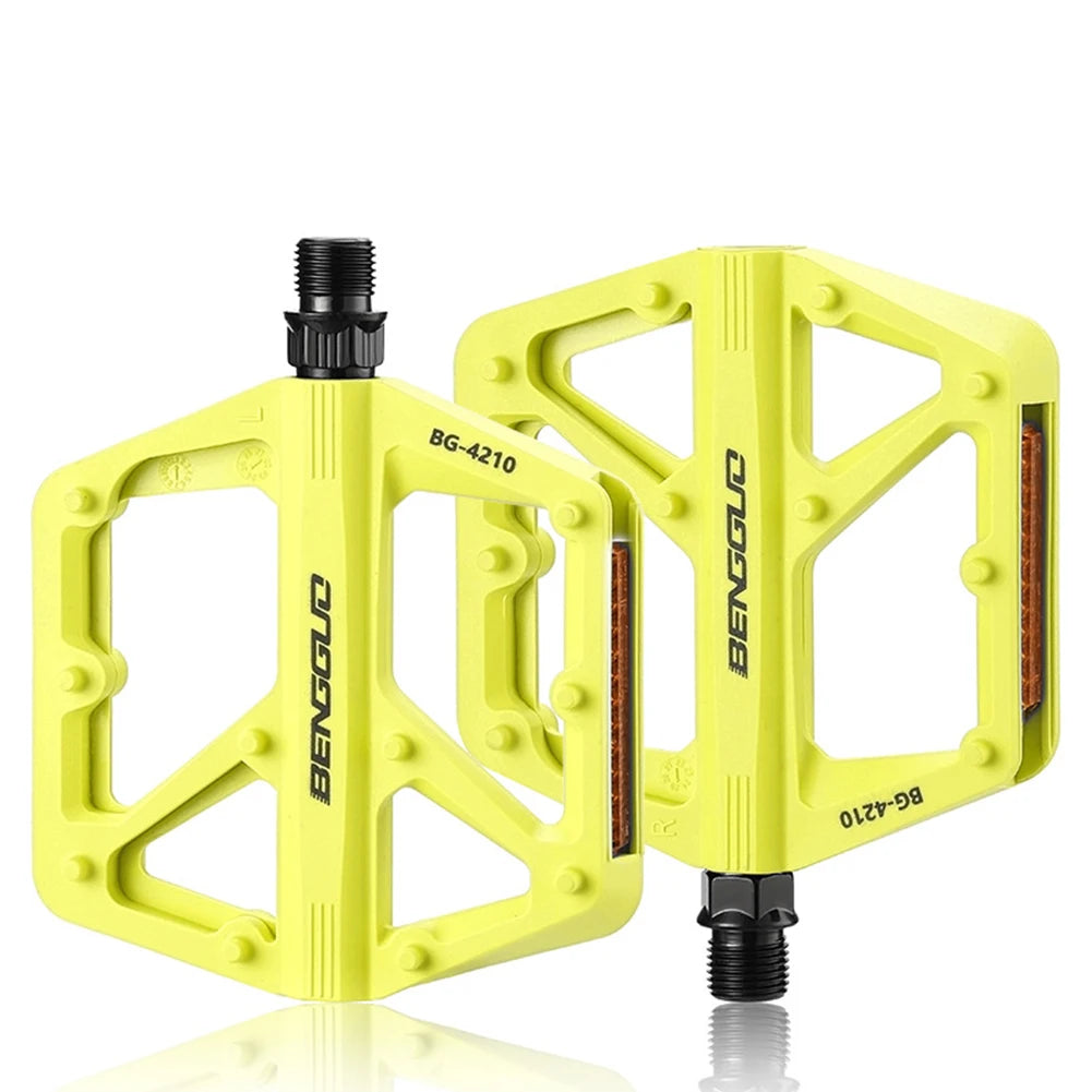 Nylon Bicycle Pedals With Reflector Dual DU Bearing