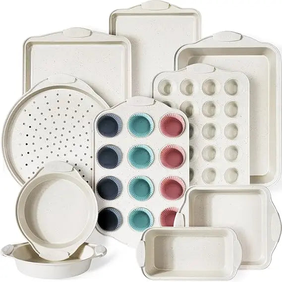 Color 22 Nonstick Baking Pan Set With Silicone Handles
