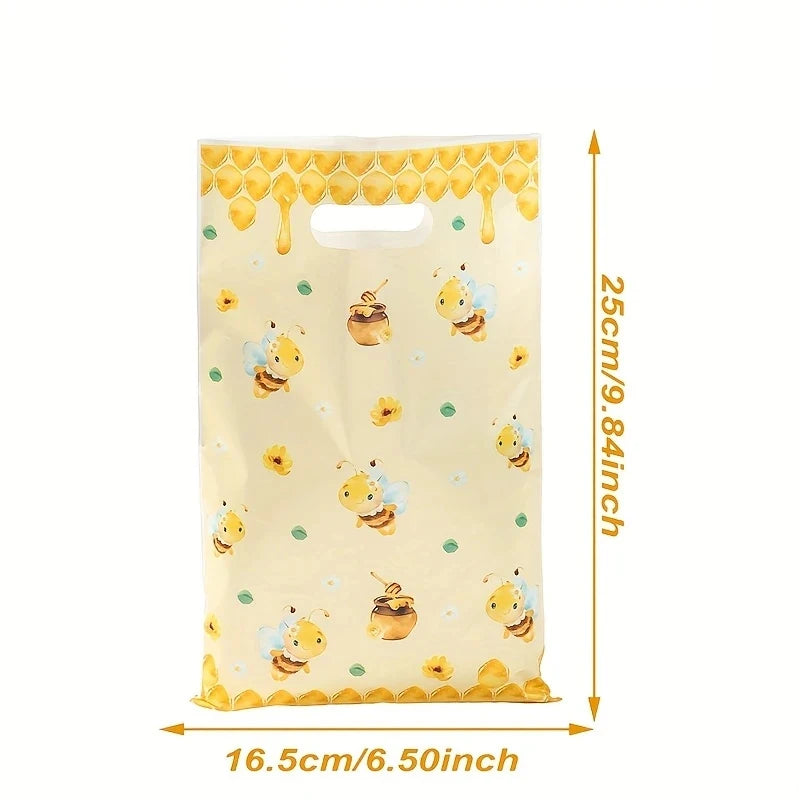10pcs Bee Candy Handbags Little Bee Theme Party Cookie Biscuit Packaging Box Baby Shower Bee Gift Bag Birthday Party Decor