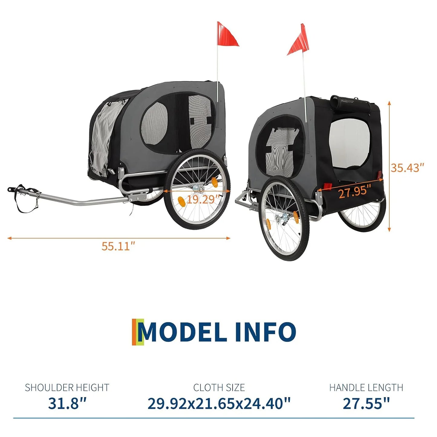 HiMISS Dog Bike Trailer Universal Carrier With Folding Cart