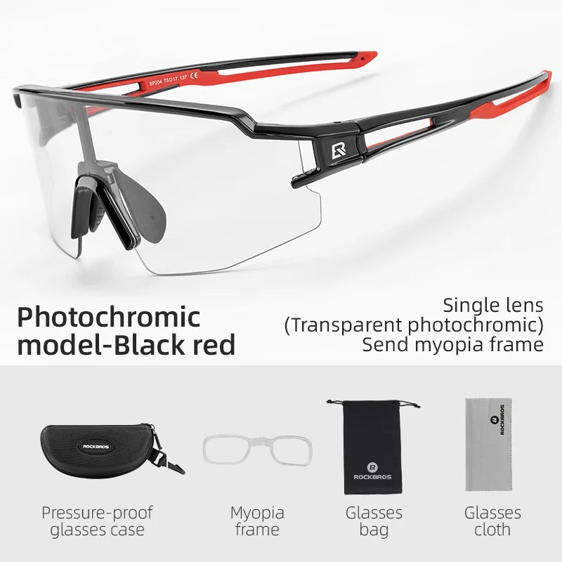 ROCKBROS Cycling Glasses Photochromic Polarized Lens Bike Glasses UV400 Protection Eyewear Sunglasses MTB Road Bicycle Goggles