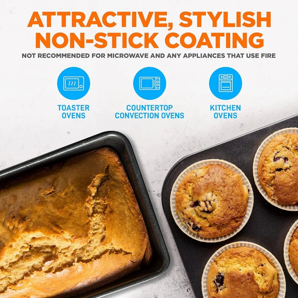 Nutrichef 8 Piece Nonstick Bakeware Set PFOA PFOS Free