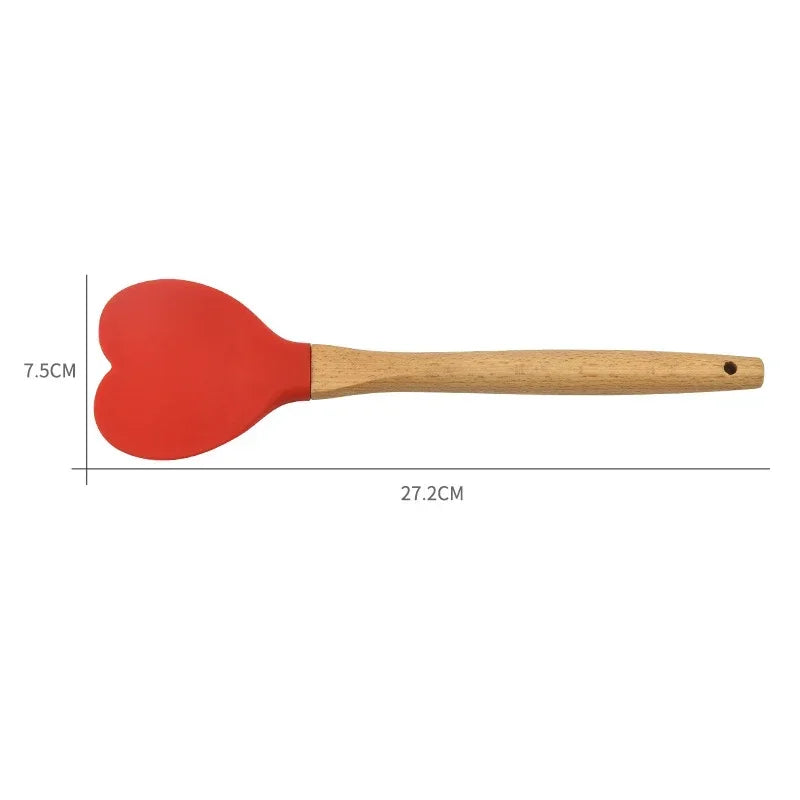 Hign-concerned Heart Shaped Silicone Spatula Set For Baking
