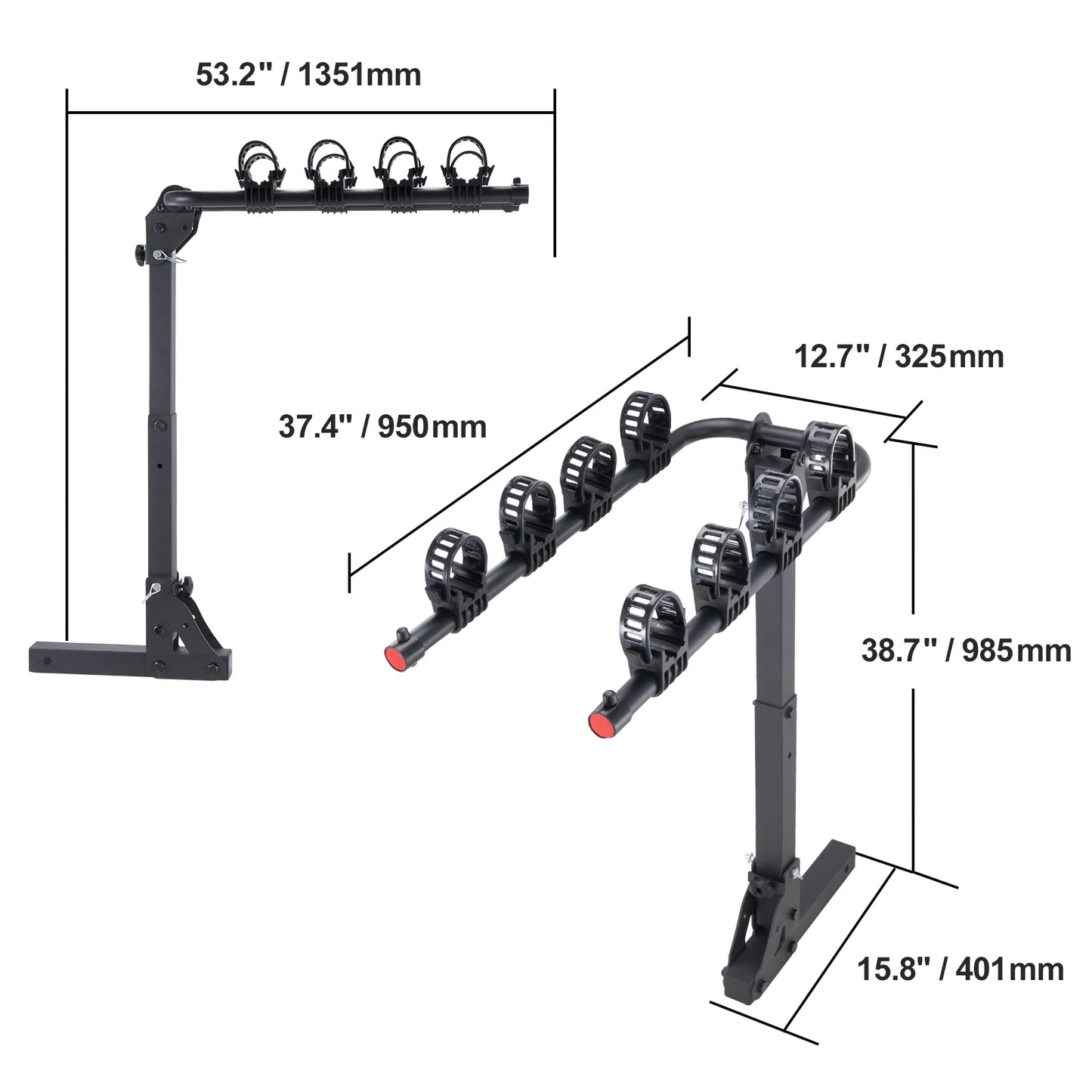 VEVOR Hitch Mount 2 Bike Rack Platform Style 80 Lb Capacity