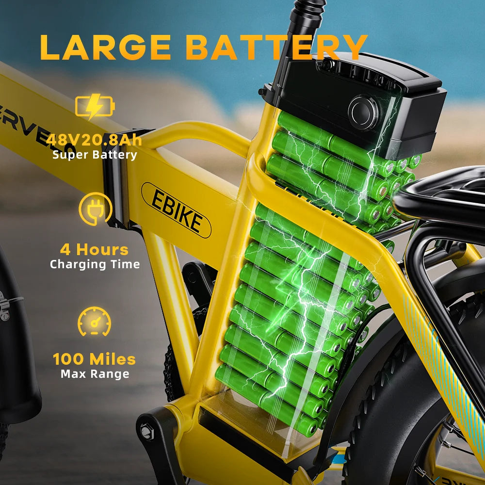 CYBERVELO 1000W Folding Electric Bike With 48V Battery