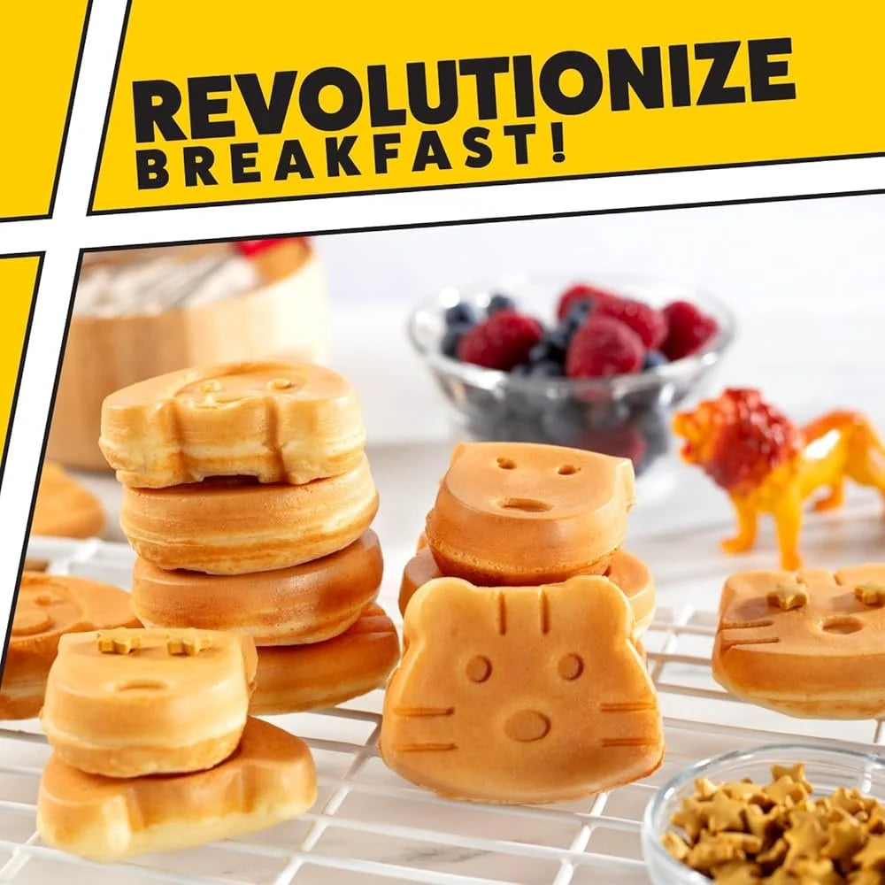 XMSJ Animal Mini Waffle Maker 7 Shapes Cat Dog Reindeer