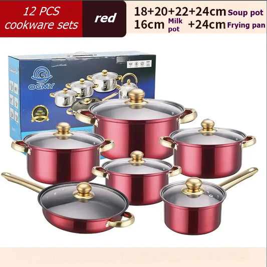 Stainless Steel Cookware Set 12-Piece Nonstick Pots And Pans