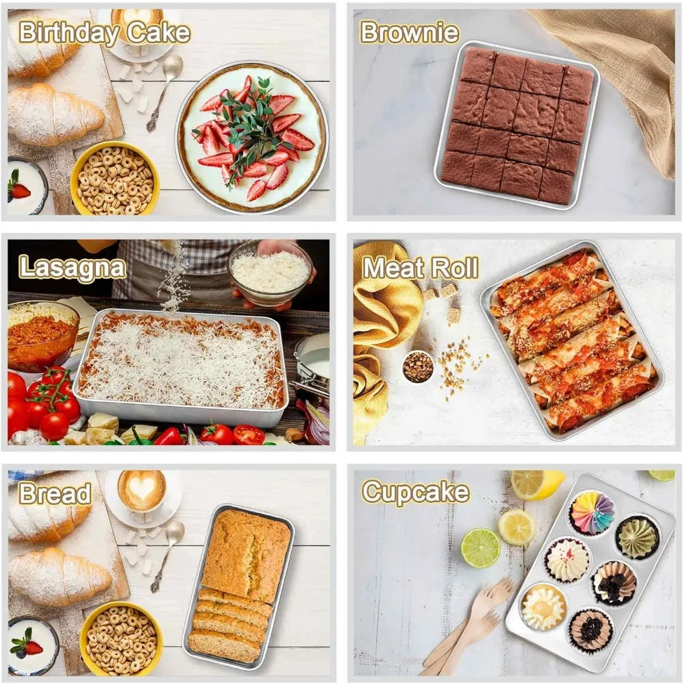 Stainless Steel EightPiece Bakeware Set Oven Pans Non Toxic